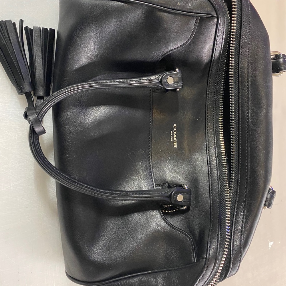 Black leather coach purse